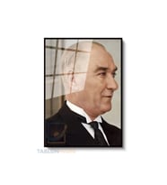 Dikey Çerçeveli Cam Atatürk 25 Modern Ev Dekoru Duvar Sanatı Ev Ofis Tablosu (Siyah)