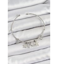 Pirinç Zirkon Taşlı Kelebek Ve Yıldız Model Gümüş Renk Charm Bileklik 5886 - SSSSSS6990-963