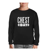 Bodybuilding Chest Day Siyah Çocuk Sweatshirt