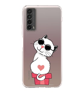 Huawei P Smart 2081 Uyumlu Kamera korumalı Kapak Coolcat Tasarımlı  Şeffaf Kılıf