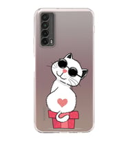 Huawei P Smart 2081 Uyumlu Kamera korumalı Kapak Coolcat Tasarımlı  Şeffaf Kılıf