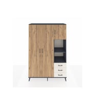 Hyperion Dolap 5 Raflı 3 Çekmeceli Tek Askılı 132x44x195 Antrasit-Çam/Aytaşı