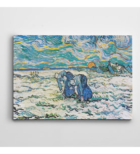 Vincent Van Gogh Zwei Grabende Bäuerinnen Auf Schneebedecktem Feld Kanvas Tablo
