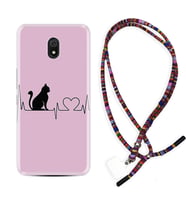Xiaomi Redmi 8A 8 Pro 9C 9T 10C 11T Pro Kılıf Boyun Asklı Rasta Silikon Pink Cat Heart 1303