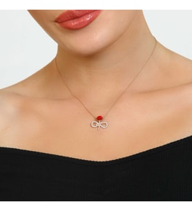 SONSUZLUK KOLYE - 925 AYAR GÜMÜŞ KOLYE (Kırmızı)