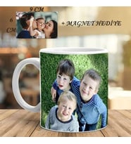 Kişiye Özel Fotoğraflı Beyaz Kupa 6x9 Buzdolabı Magnet Hediye