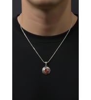 Ayyıldız Model Yakut Taşlı 925 Ayar Gümüş Kolye