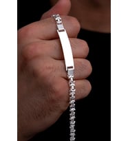Erkek Gümüş Bileklik - 7mm İsim Yazılabilir Parlak Euro Kral Gümüş Bileklik 453645341332