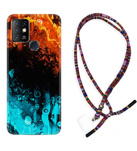 INFINIX Hot 8 9 10 11S Hot 10 Play 10T Kılıf Boyun Asklı Rasta Silikon Orange Blue Color 1665