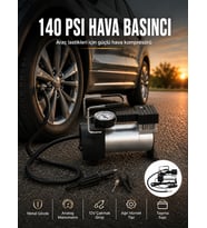 Ağır Hizmet Tipi Oto Kompresör 140 PSI Manometreli