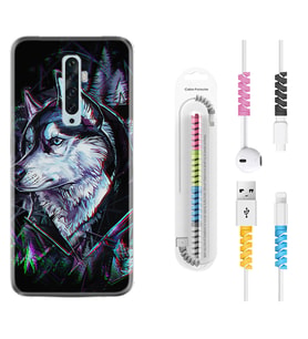 Oppo Reno 2Z 4 Lite 4 Pro 5 6 7 A31 Kılıf Kablo Koruma Spiral Silikon Dog Eyes 1761