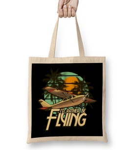 I d Rather Be Flying Airplane Pilot Aviation Bez Çanta Uzun Saplı