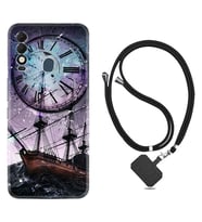 Tecno Spark 8T Kılıf Silikon Boyun Askılı İpli Desenli Silikon Time 1749