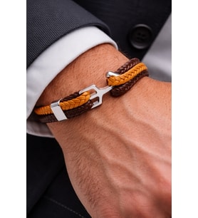 Earth Knot – Hakiki Deri Örgü Çelik Detay Erkek Bileklik-50-670