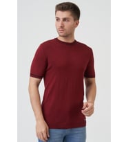 White Stone Seattle 16024 Slim Fit Sıfır Yaka T-Shirt Bordo