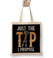 Funny Just The Tip I Promise Darts Pun Dart Player Bez Çanta Uzun Saplı