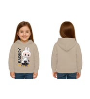 Unisex Baskılı Çocuk Swaetshirt Labubu Baskılı Kapüşonlu 3 İplik Şardonlu (Taş)