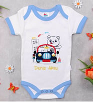 BK Kids Kişiye Özel Mavi Bebek Body Zıbın - Model 139