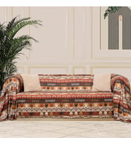 SoftMicro Etnik Desenli Boho 180x300 cm Koltuk Örtüsü Şalı, Kanepe Örtüsü, Tv Battaniyesi Toprak