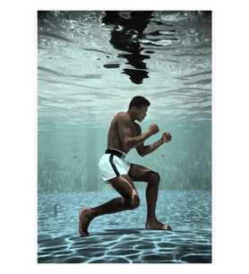 Muhammed Ali Su Altında Boks Tablo Ahşap Poster Dekoratif