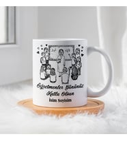 Öğretmenler Günü İçin Kişiye Özel Porselen Kupa Bardak - BY-KP-0000288 (Beyaz)