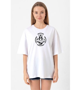 Monogatari Anime Koyomi Vampire Symbol Beyaz Kadın Oversize Tshirt