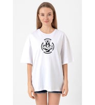 Monogatari Anime Koyomi Vampire Symbol Beyaz Kadın Oversize Tshirt
