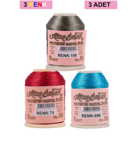3 Adet Altınbaşak Oya ve Dantel İpi 20 gr - Royaleks - No: 074 - 696 - 198