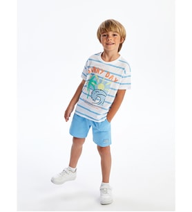 LCW Kids Mavi Beli Lastikli Cepli Erkek Çocuk Şort