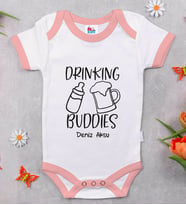BK Kids Kişiye Özel Pembe Bebek Body Zıbın - Model 1