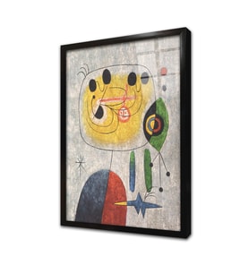 Kadın Kuş ve Yıldız Joan Miro Çerçeveli Cam Tablo