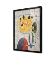 Kadın Kuş ve Yıldız Joan Miro Çerçeveli Cam Tablo
