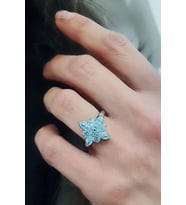 Sky Diamond Blue Aquamarin Taşlı 925ayar gümüş üzerine beyaz altın kaplama lüks yüzük