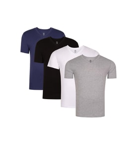 Erkek V Yaka 4'lü Paket Basic Kısa Kollu T-Shirt