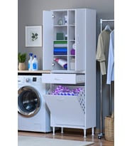 Eliusta Reli Dolap Beyaz Çok Kullanımlı 60 cm Eninde Banyo Dolabı 60x171x32,5 cm 2 Kapak 6 Raf Dolap