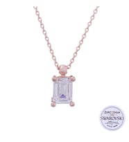 925 Ayar Gümüş Rose Rengi Swarovski Baget Kolye