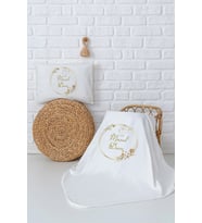 Pia Baby Premium %100 Pamuk Çift Kat Penye Battaniye ve Yastık Kılıfı Yenidoğan Kız Bebek Hediyesi 5080-10 (Ekru)