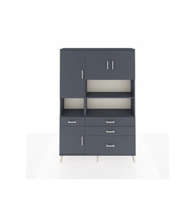 Arges Gardrop 9 Raflı 4 Çekmeceli 4 Kapaklı 132x30x195 Antrasit-Antrasit