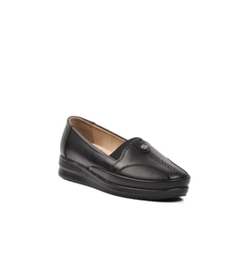Ayakmod 195 Z Siyah Hakiki Deri Kadın Günlük Ayakkabı