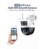 4MP Çift Lens WiFi Güvenlik Kamerası  Otomatik Takip Gece Görüş IP66 Dış Mekan