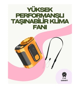 Mey İthalat® Dijital Göstergeli Turbo Taşınabilir Fan – USB Type-C, 3 Serinlik Modu