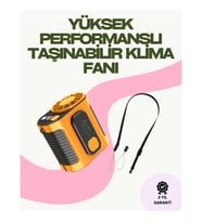 Mey İthalat® Dijital Göstergeli Turbo Taşınabilir Fan – USB Type-C, 3 Serinlik Modu