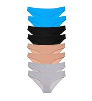 8 adet Süper Eko Set Likralı Kadın Slip Külot Siyah Ten Gri Mavi