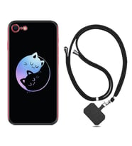 Apple iPhone 5 6 7 8 Plus Se XR Kılıf Boyun Askılı Silikon Love Cats 1604