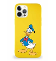Apple iPhone 12 Pro Max Soft Premier Kapak Donald Duck-C Tasarımlı Silikon Kılıf - Sarı (Şeffaf)