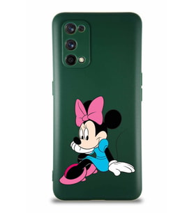Realme 7 Pro Soft Premier Kapak Minnie Mouse-E Tasarımlı Silikon Kılıf - Yeşil (Şeffaf)
