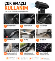 X8 Kablosuz Mini Hava Üfleyici 5 Kademeli Güç  Araç & Ev Temizlik Cihazı   Şarjlı