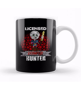 Vintage Licensed Zombie Hunter Skeleton Halloween Kupa Bardak Porselen
