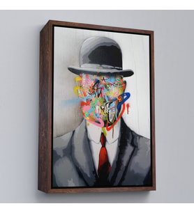 Çerçeveli Rene Magritte Ünlü Resim “İnsanın Oğlu” Graffiti Pop Art Tablosu (Kahverengi)