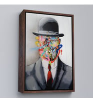 Çerçeveli Rene Magritte Ünlü Resim “İnsanın Oğlu” Graffiti Pop Art Tablosu (Kahverengi)